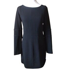 Rag & Bone Size 4 Black Long Sleeve Lined Wool Blend Accent Sheath Dress LBD